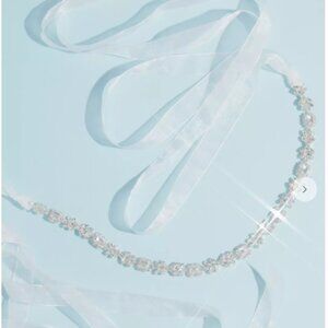 Halo Emerald-Cut Swarovski Crystal Bridal Sash Belt w/ Marquise Leaves